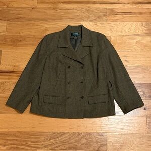 Lauren Ralph Lauren Olive Double-Breasted Blazer